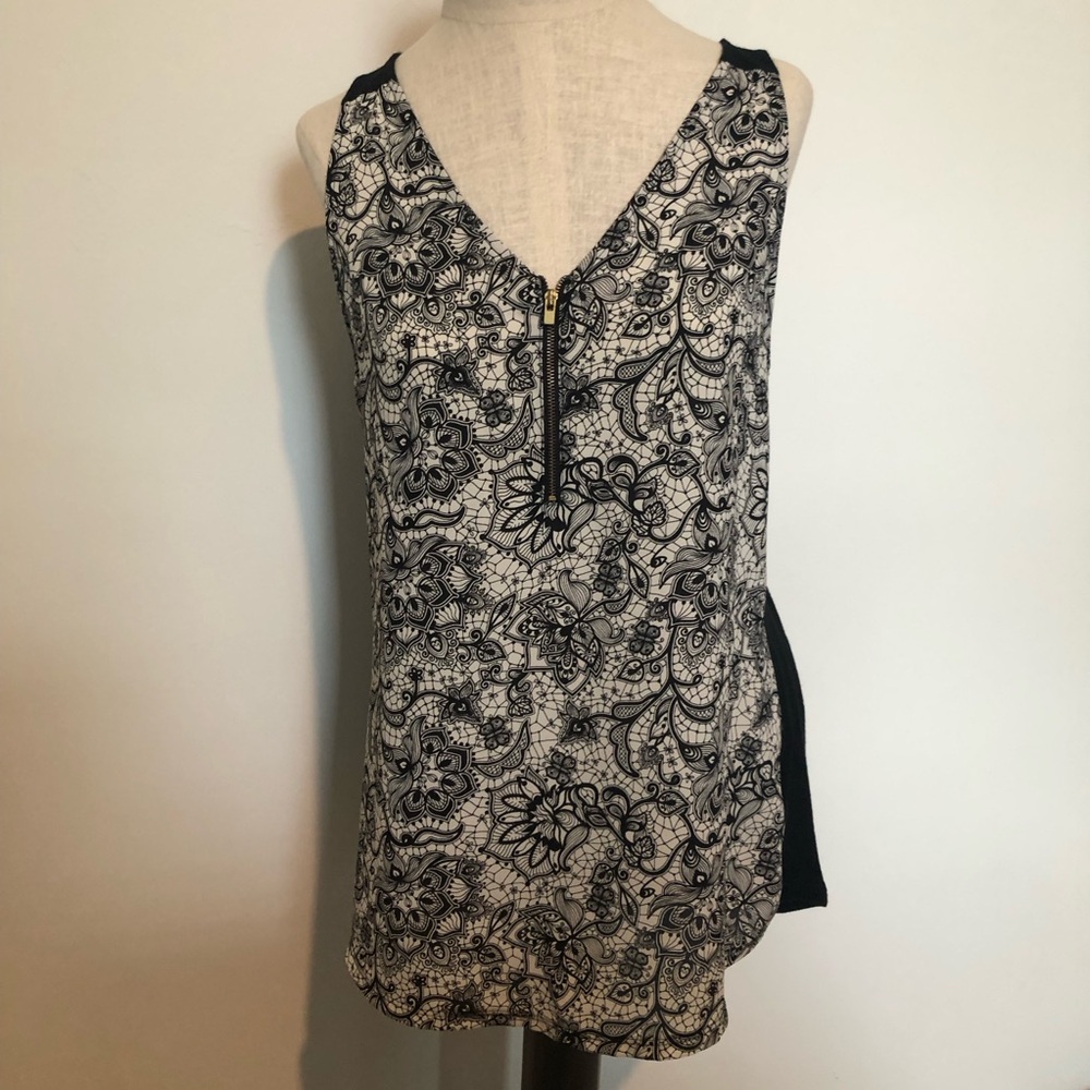 Express Black and White Lace Print Top
